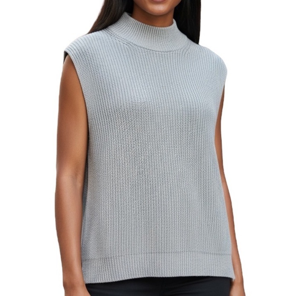 Abercrombie‎ & Fitch Women's Knit Sleeveless Top Mock Neck Gray Sweater Vest XL